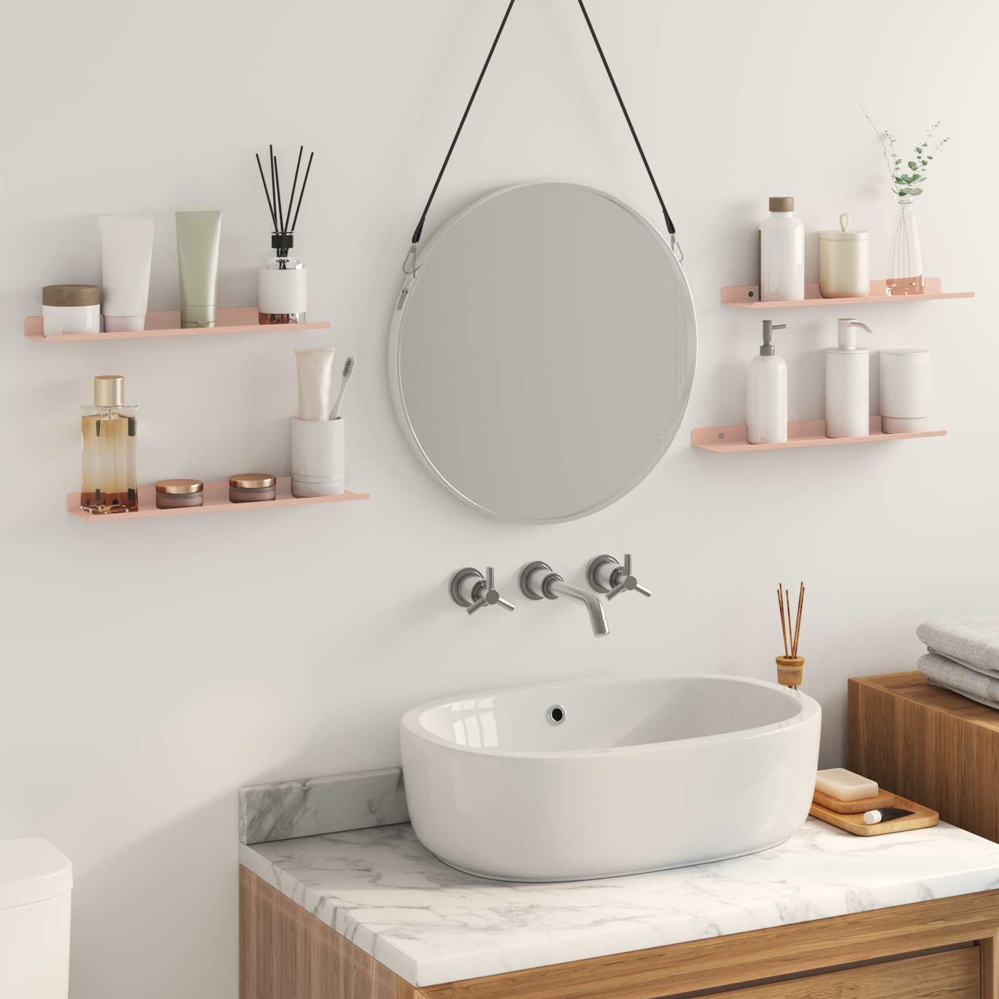 Floating Shelf Wall-mounted 4 pcs Pink 40 x 9 x 2.5 cm Steel