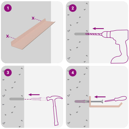 Floating Shelf Wall-mounted 4 pcs Pink 40 x 9 x 2.5 cm Steel