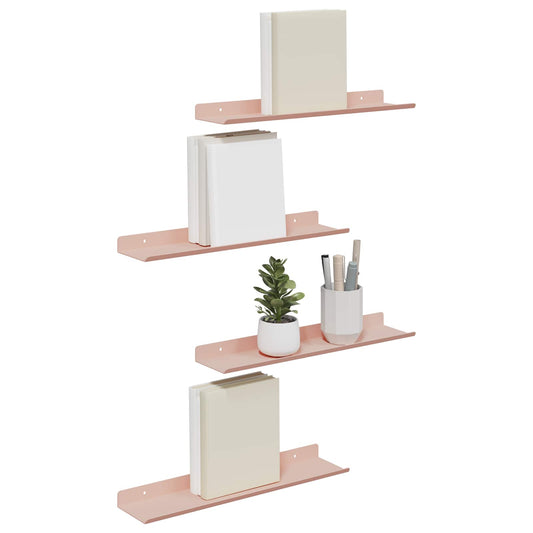 Floating Shelf Wall-mounted 4 pcs Pink 40 x 8.5 x 2.5 cm Steel