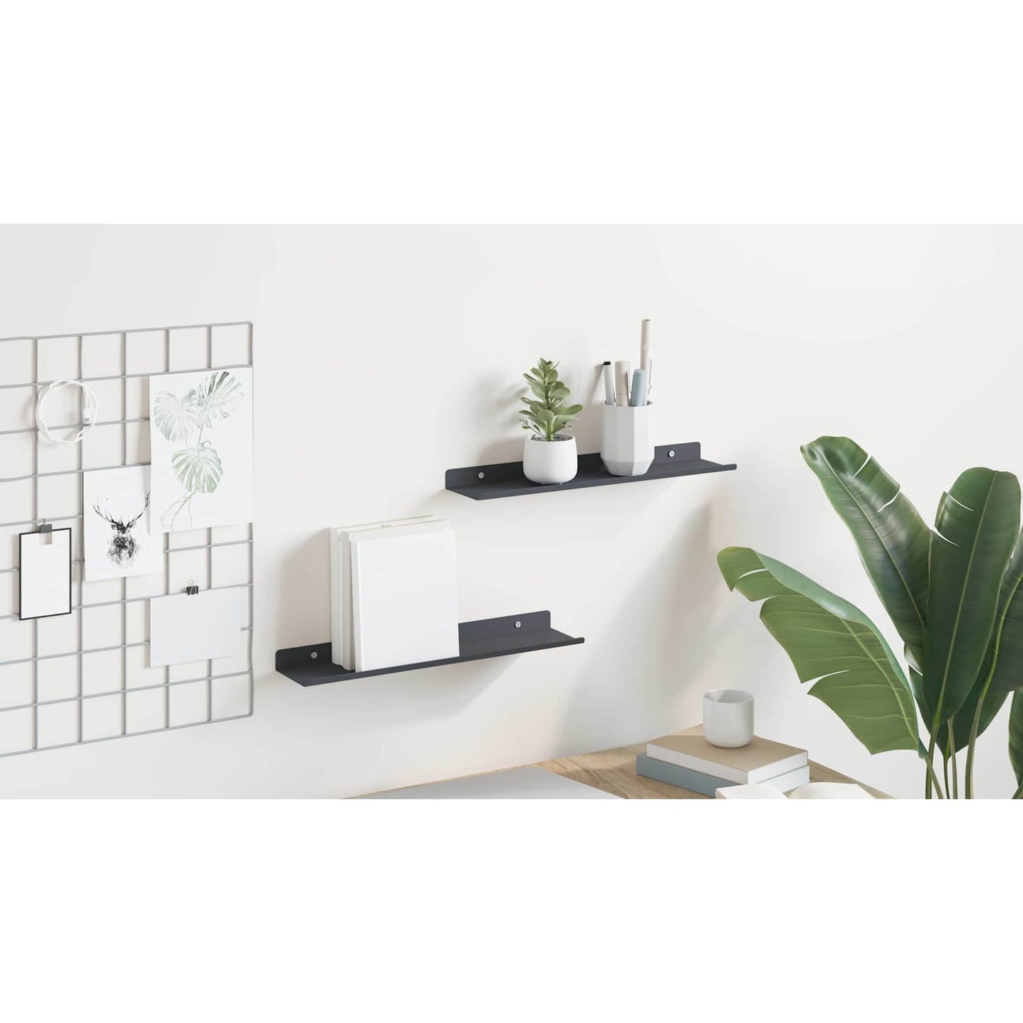 Floating Shelf 2 pcs Anthracite 40 x 8.5 x 2.5 cm Steel