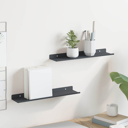 Floating Shelf 2 pcs Anthracite 40 x 8.5 x 2.5 cm Steel