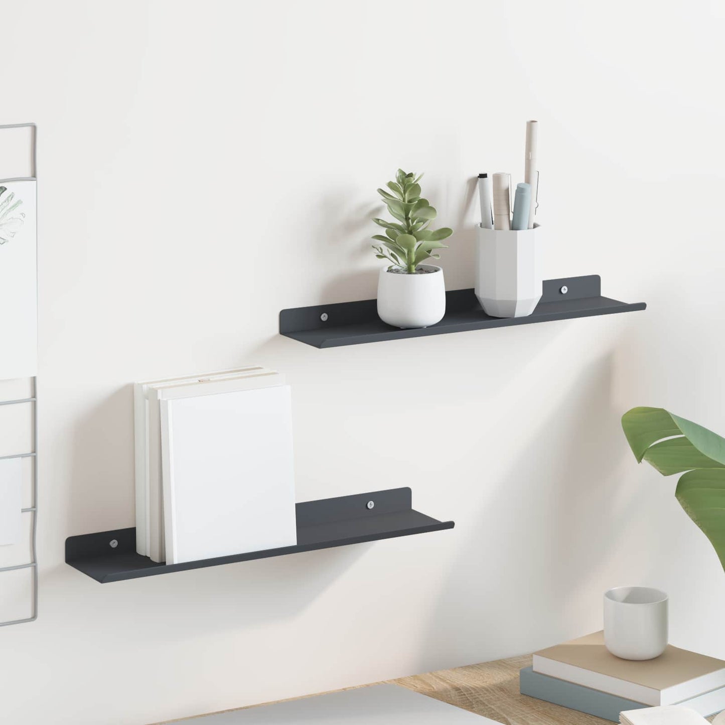 Floating Shelf Wall-Mounted 2 pcs Anthracite 40 x 8.5 x 2.5 cm