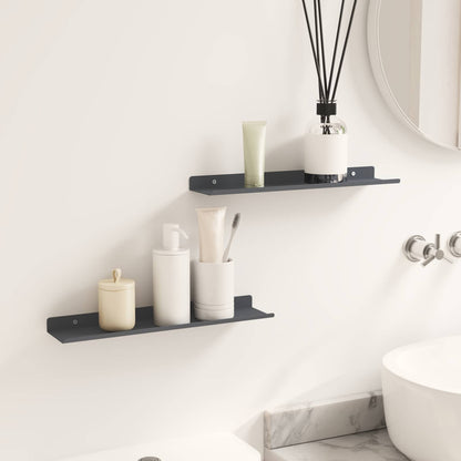 Floating Shelf 2 pcs Anthracite 40 x 8.5 x 2.5 cm Steel