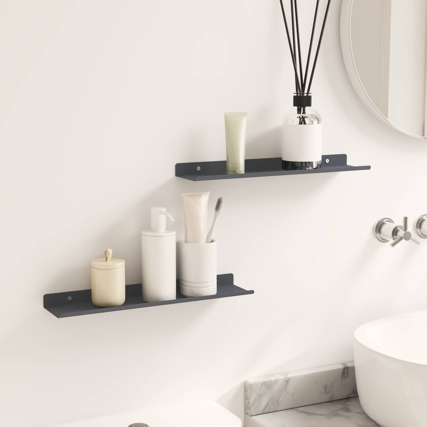 Floating Shelf Wall-Mounted 2 pcs Anthracite 40 x 8.5 x 2.5 cm