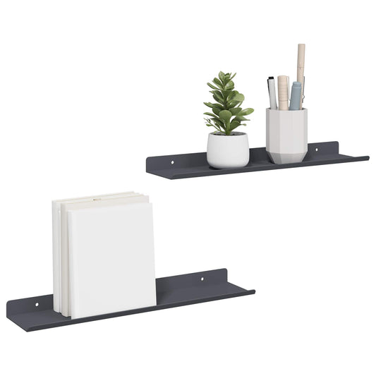 Floating Shelf 2 pcs Anthracite 40 x 8.5 x 2.5 cm Steel