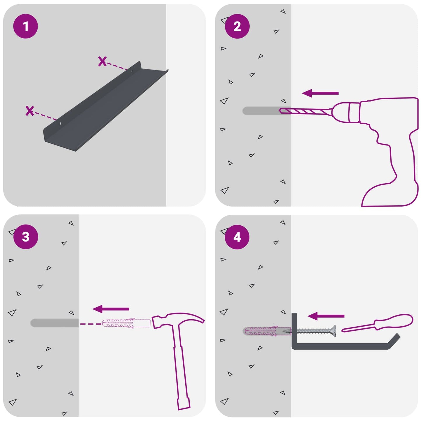 Floating Shelf 4 pcs Anthracite 40 x 9 x 2.5 cm Steel