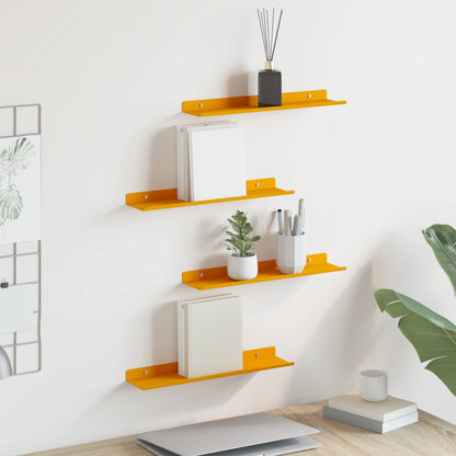 Floating Shelf Wall-Mounted 4 pcs Mustard Yellow Steel