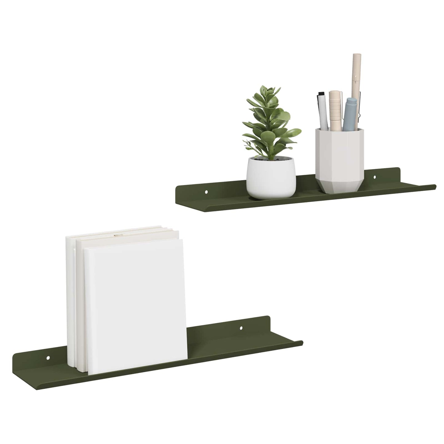 Floating Shelf 2 pcs Olive Green 40 x 9 x 2.5 cm Steel
