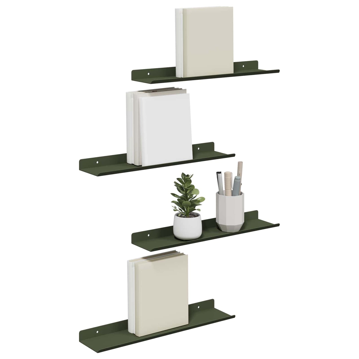 Floating Shelf 4 pcs Olive Green 40 x 9 x 2.5 cm Steel
