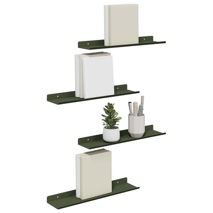 Floating Shelf 4 pcs Olive Green 40 x 9 x 2.5 cm Steel