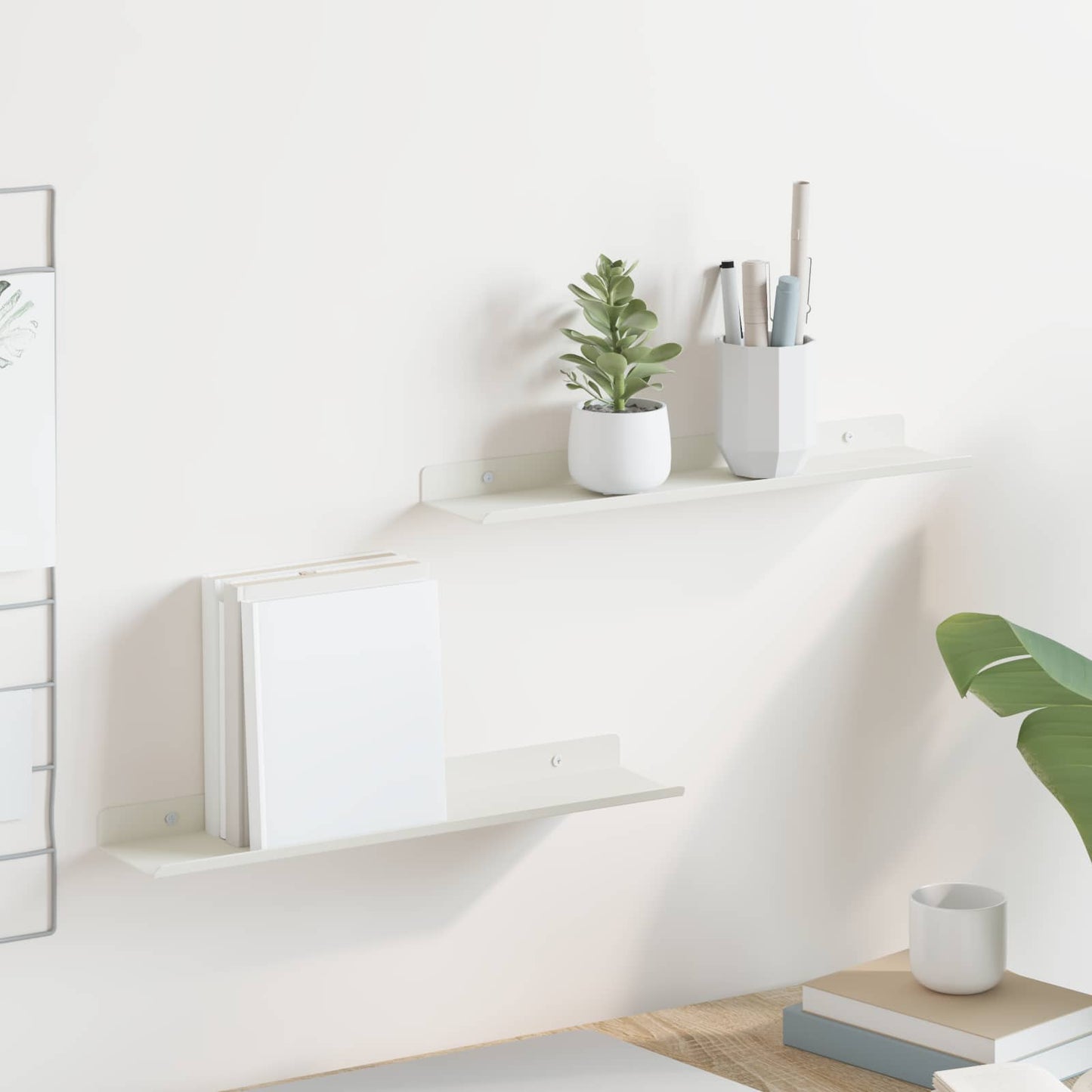 Floating Shelf Wall-mounted 2 pcs White 40 x 9 x 2.5 cm Steel