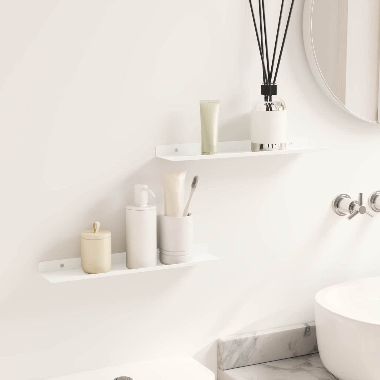 Floating Shelf Wall-mounted 2 pcs White 40 x 9 x 2.5 cm Steel