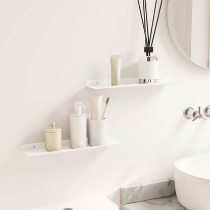 Floating Shelf Wall-mounted 2 pcs White 40 x 8.5 x 2.5 cm Steel