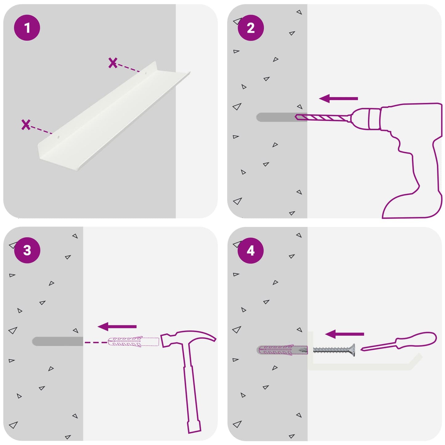 Floating Shelf Wall-mounted 2 pcs White 40 x 9 x 2.5 cm Steel