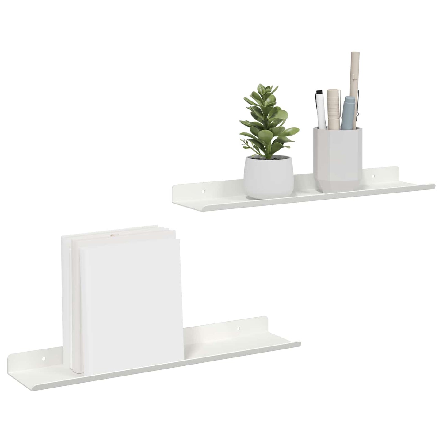 Floating Shelf Wall-mounted 2 pcs White 40 x 9 x 2.5 cm Steel