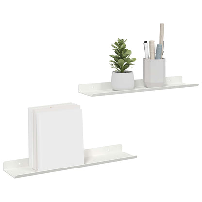Floating Shelf Wall-mounted 2 pcs White 40 x 8.5 x 2.5 cm Steel