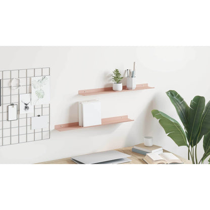 Floating Shelf Wall-mounted 2 pcs Pink 60 x 8.5 x 2.5 cm Steel