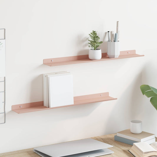 Floating Shelf 2 pcs Pink 60 x 8.5 x 2.5 cm Steel