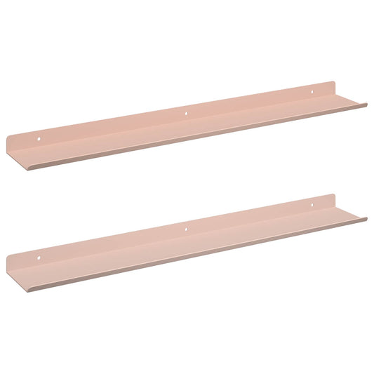 Floating Shelf 2 pcs Pink 60 x 8.5 x 2.5 cm Steel
