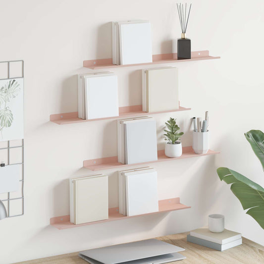 Floating Shelf 4 pcs Pink 60 x 8.5 x 2.5 cm Steel
