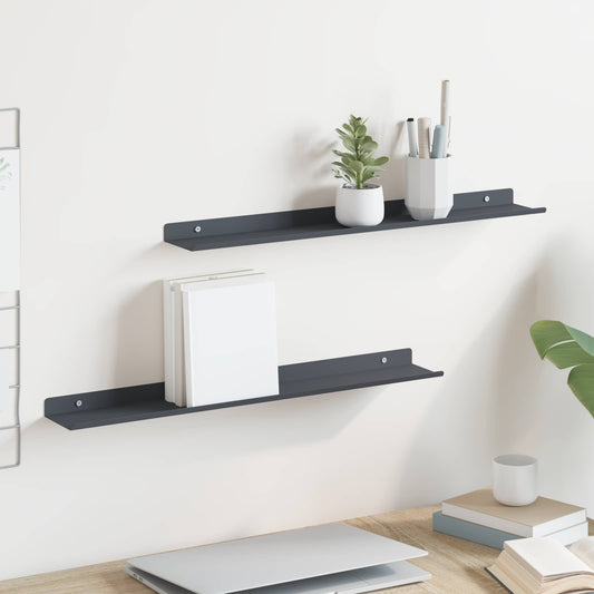 Floating Shelf 2 pcs Anthracite 60 x 8.5 x 2.5 cm Steel