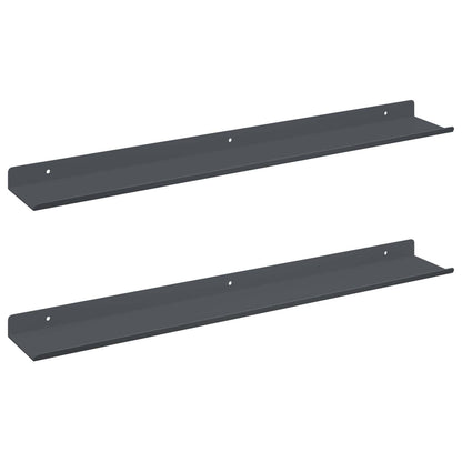 Floating Shelf 2 pcs Anthracite 60 x 8.5 x 2.5 cm Steel