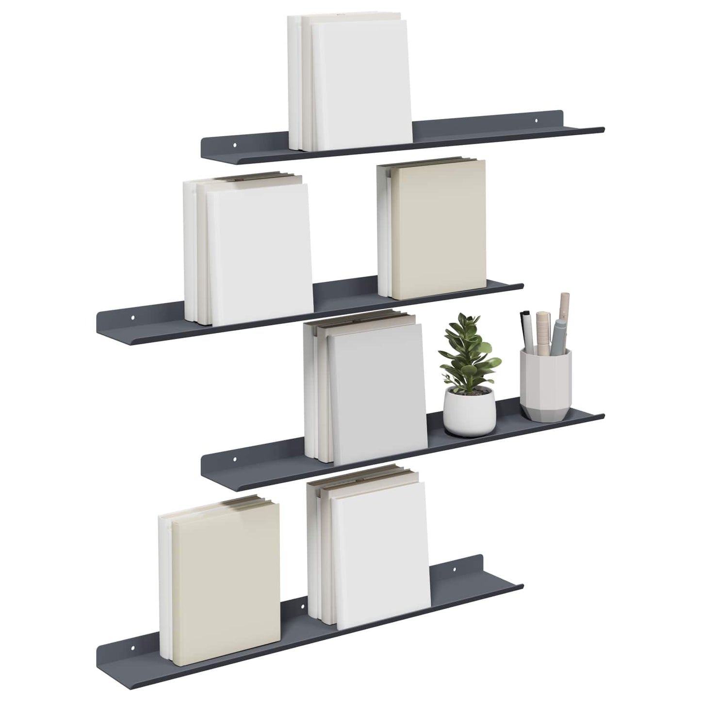 Floating Shelf 4 pcs Anthracite 60 x 8.5 x 2.5 cm Steel