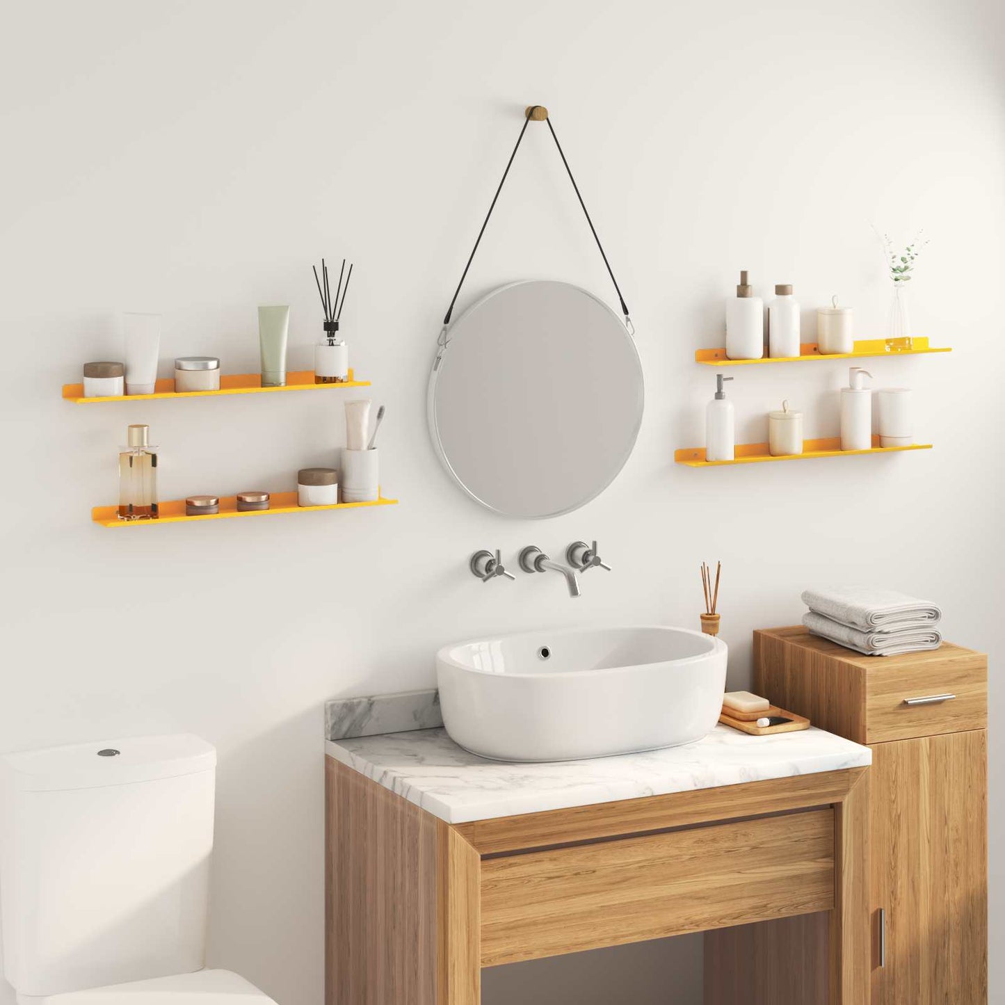 Floating Shelf 4 pcs Mustard Yellow 60 x 9 x 2.5 cm Steel