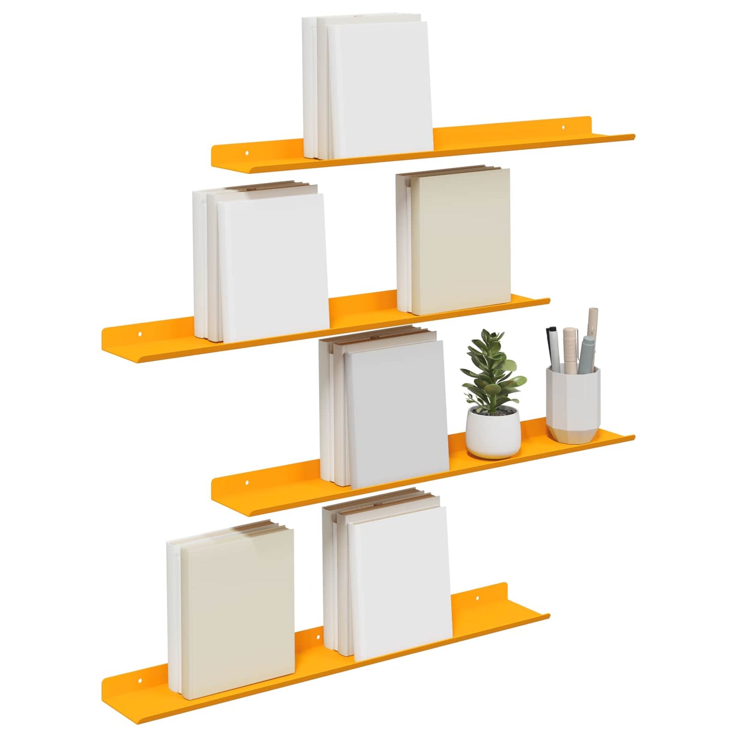Floating Shelf Wall-Mounted 4 pcs Mustard Yellow Steel