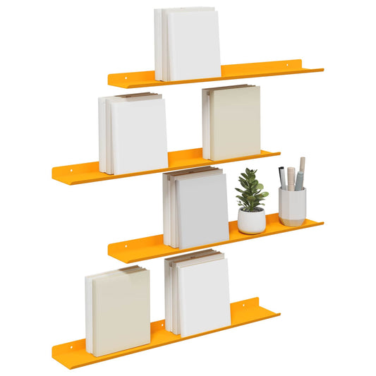 Floating Shelf 4 pcs Mustard Yellow 60 x 8.5 x 2.5 cm Steel