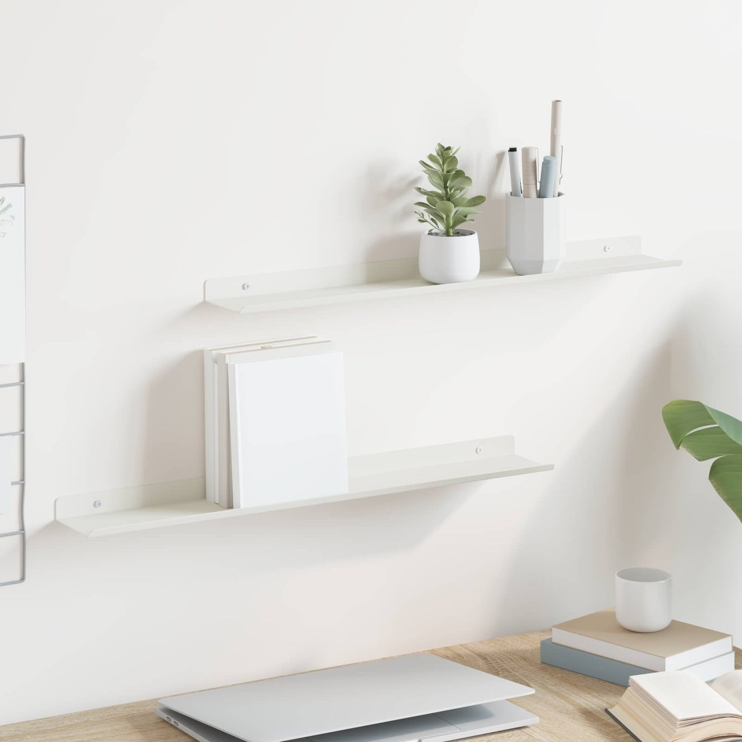 Floating Shelf Wall-mounted 2 pcs White 60 x 9 x 2.5 cm Steel