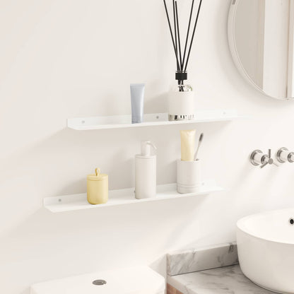 Floating Shelf Wall-mounted 2 pcs White 60 x 9 x 2.5 cm Steel