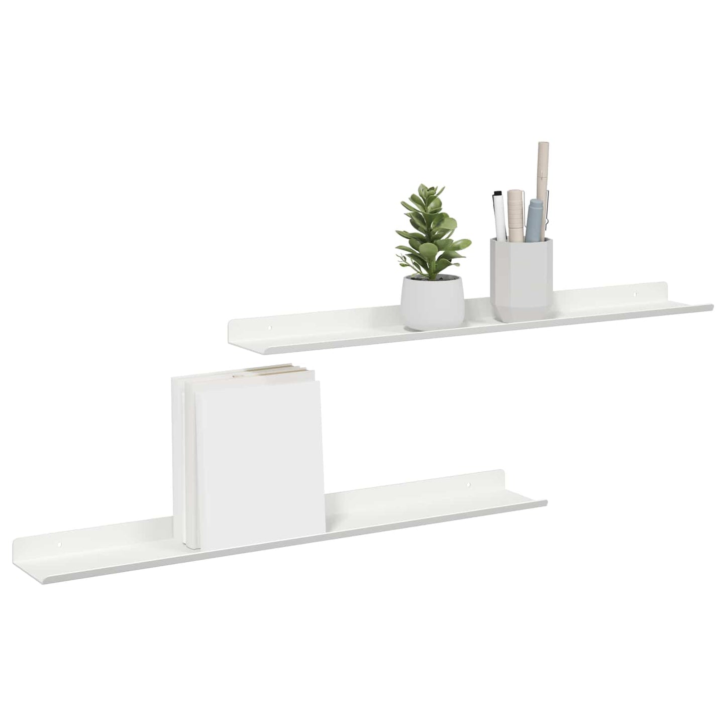 Floating Shelf Wall-mounted 2 pcs White 60 x 9 x 2.5 cm Steel