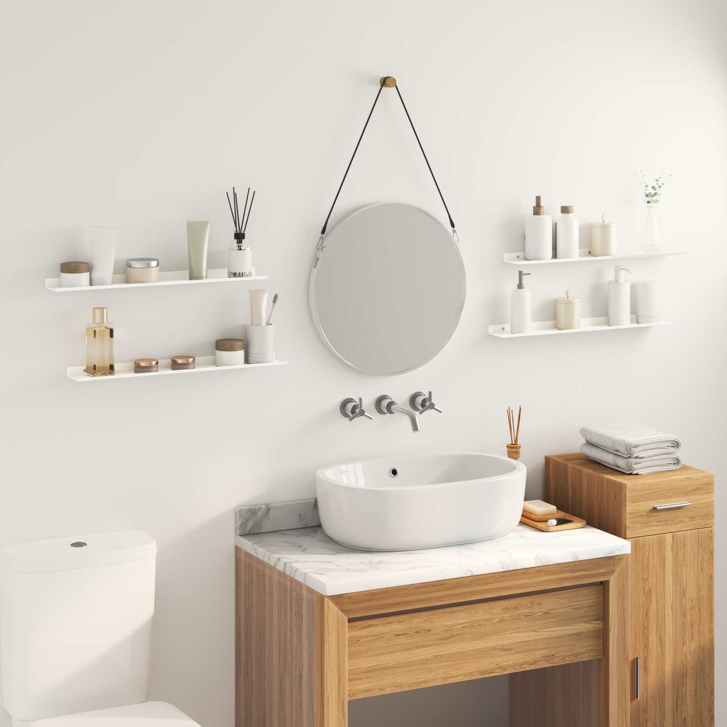 Floating Shelf Wall-mounted 4 pcs White 60 x 9 x 2.5 cm Steel