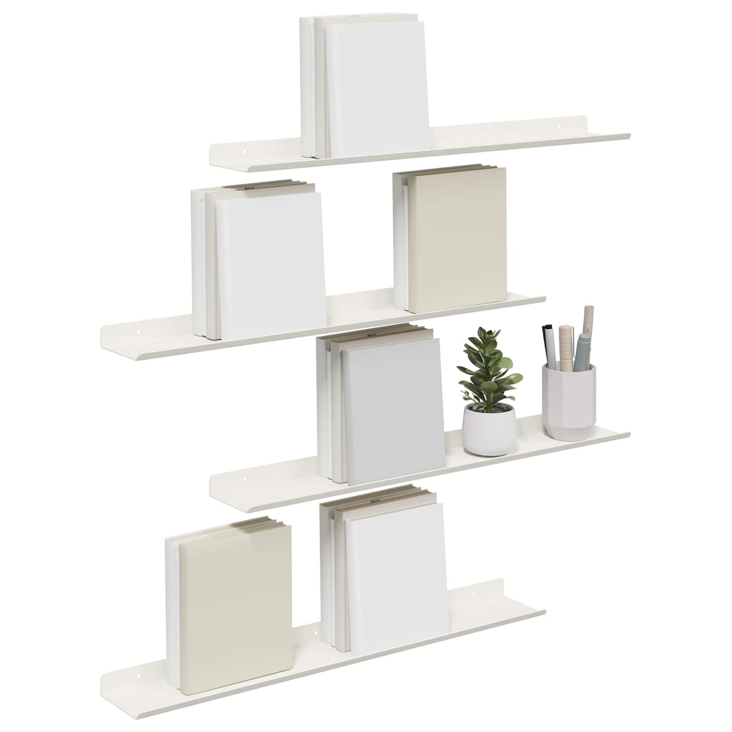 Floating Shelf Wall-mounted 4 pcs White 60 x 9 x 2.5 cm Steel