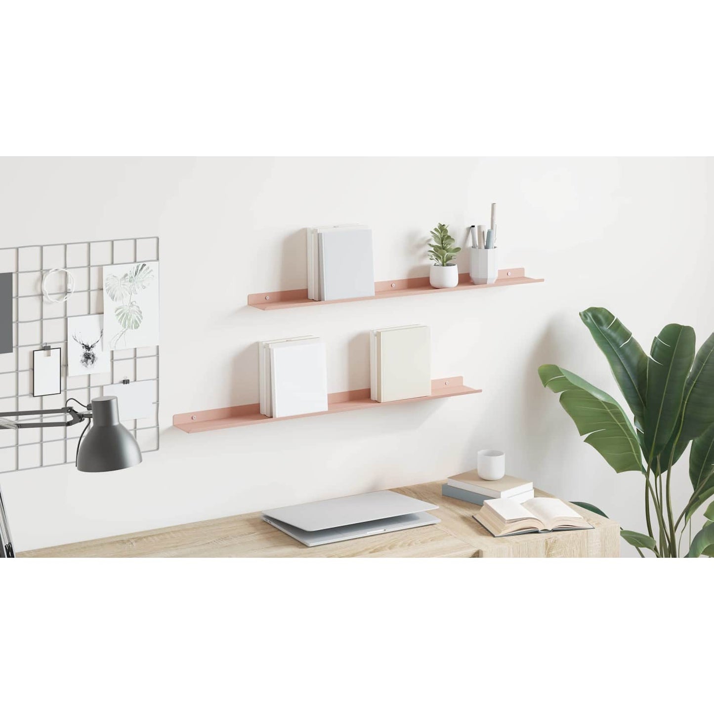 Floating Shelf Wall-Mounted 2 pcs Pink 80 x 9 x 2.5 cm Steel