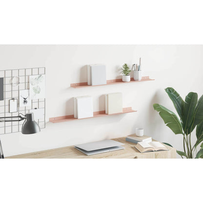 Floating Shelf Wall-Mounted 2 pcs Pink 80 x 9 x 2.5 cm Steel