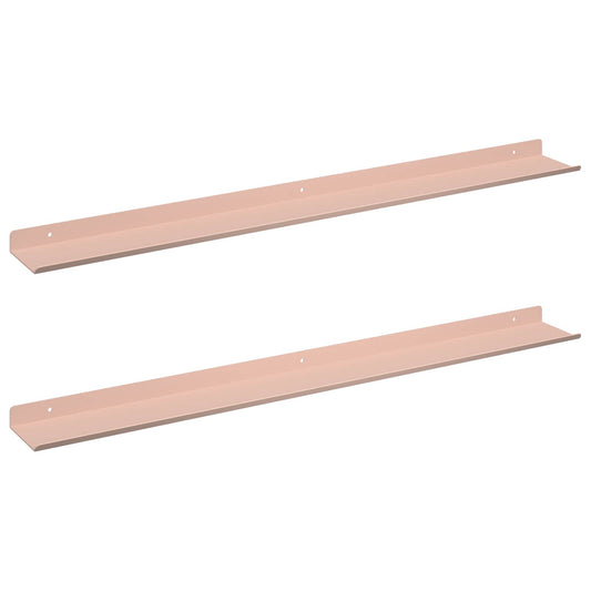 Floating Shelf Wall-Mounted 2 pcs Pink 80 x 9 x 2.5 cm Steel
