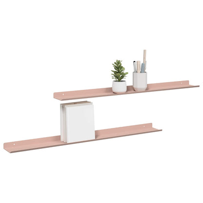 Floating Shelf Wall-Mounted 2 pcs Pink 80 x 9 x 2.5 cm Steel
