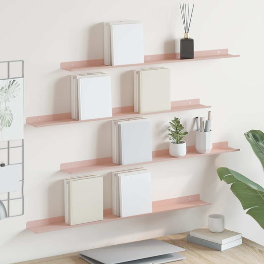 Floating Shelf 4 pcs Pink 80 x 9 x 2.5 cm Steel