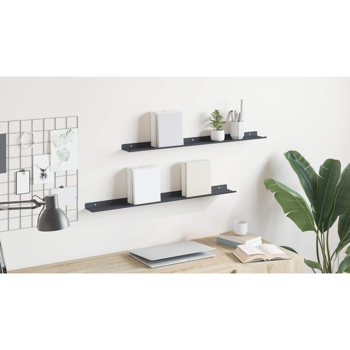 Floating Shelf 2 pcs Anthracite 80 x 9 x 2.5 cm Steel
