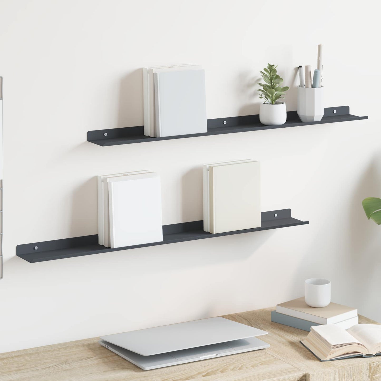 Floating Shelf Wall-Mounted 2 pcs Anthracite 80 x 9 x 2.5 cm