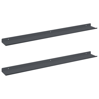 Floating Shelf 2 pcs Anthracite 80 x 9 x 2.5 cm Steel