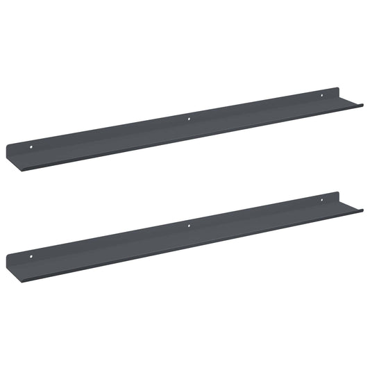 Floating Shelf 2 pcs Anthracite 80 x 9 x 2.5 cm Steel