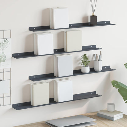 Floating Shelf 4 pcs Anthracite 80 x 9 x 2.5 cm Steel
