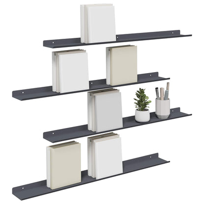 Floating Shelf 4 pcs Anthracite 80 x 9 x 2.5 cm Steel