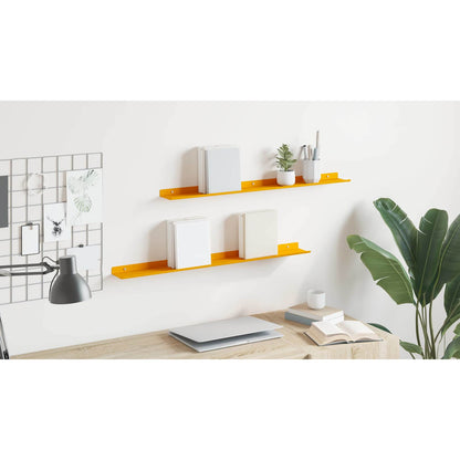 Floating Shelf 2 pcs Mustard Yellow 80 x 9 x 2.5 cm Steel