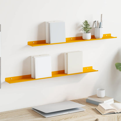 Floating Shelf 2 pcs Mustard Yellow 80 x 9 x 2.5 cm Steel
