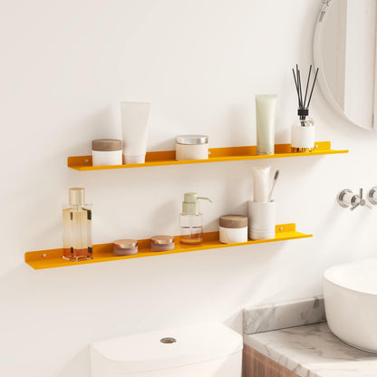 Floating Shelf 2 pcs Mustard Yellow 80 x 9 x 2.5 cm Steel