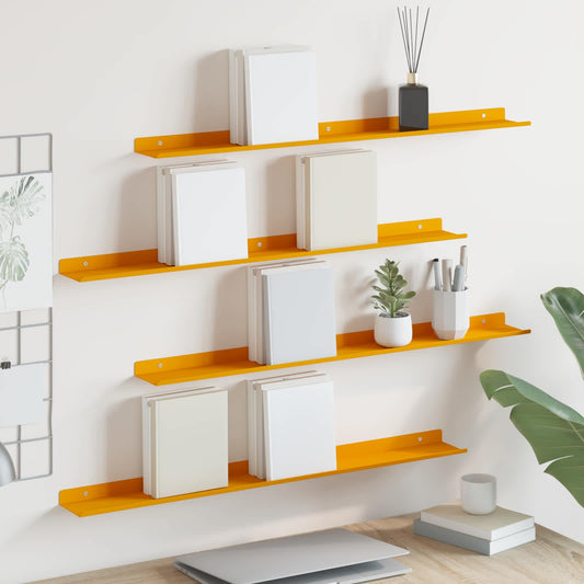 Floating Shelf 4 pcs Mustard Yellow 80 x 9 x 2.5 cm Steel